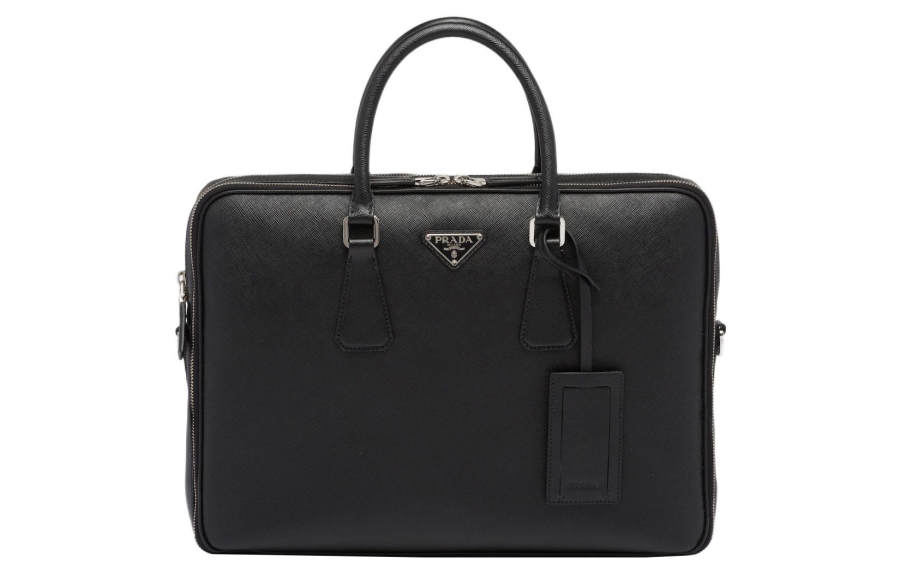 PRADA PRADA Saffiano Leather Portable Briefcase Men's Black