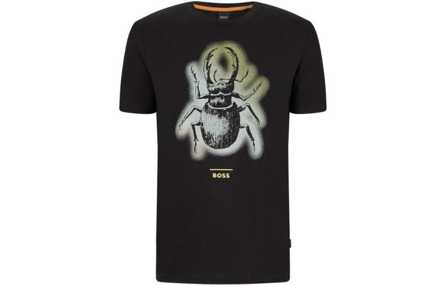HUGO BOSS T Shirts Men's Black Crew Neck Moderate Straight Fit