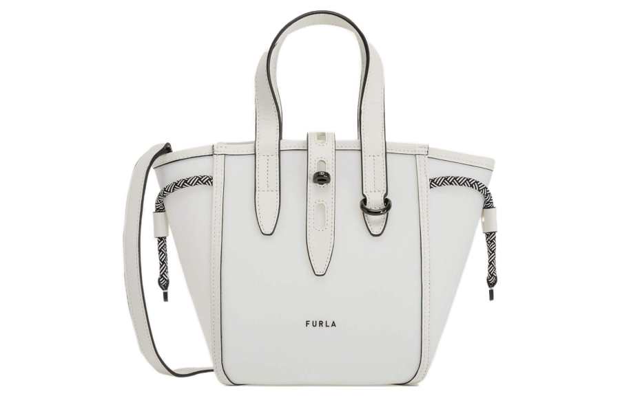 Furla Net Collection Sorrento Calfskin Tote Bag, Shopping Bag, Shoulder Bag, Crossbody Bag Mini Women's White