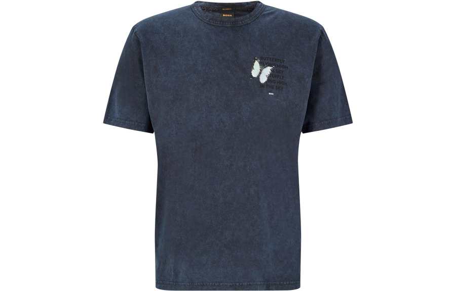 HUGO BOSS T Shirts Men's Dark Blue Crew Neck Straight Fit