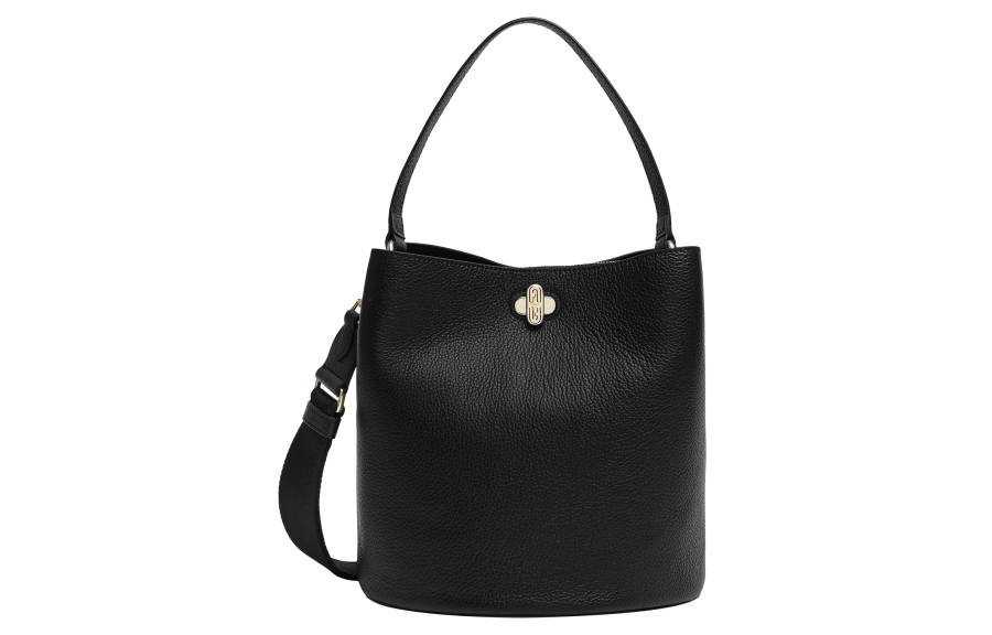Furla Danae Grain Calfskin Bucket Bag, Handbag, Shoulder Bag, Crossbody Bag Small Women's Black