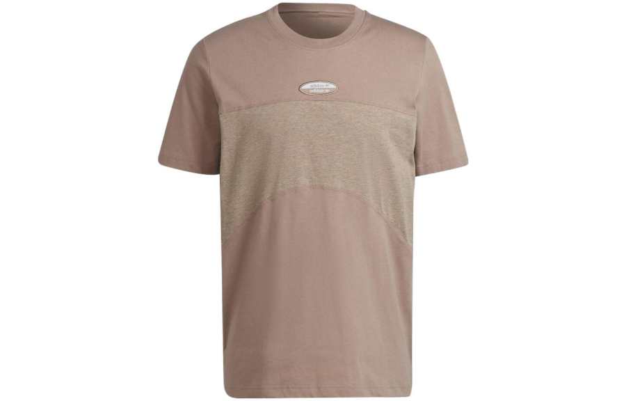Adidas Adidas T Shirts Men's Khaki Brown Crew Neck Moderate Straight Fit
