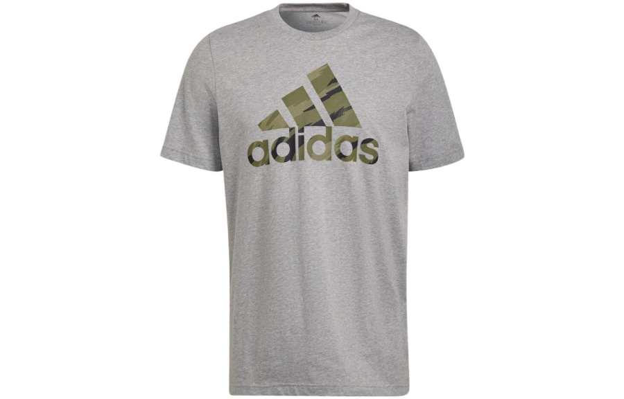Adidas Adidas T Shirts Men's Gray Crew Neck Moderate Straight Fit