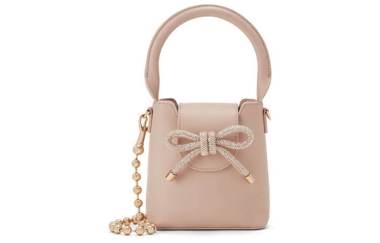 CHARLES&KEITH Bowknot Cow Leather Handbag, Crossbody Bag Mini Women's Lilac Light Purple/Nude Flesh