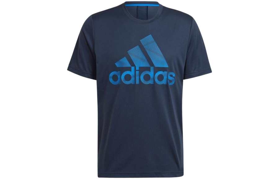 Adidas Adidas T Shirts Men's Blue Crew Neck Moderate Straight Fit