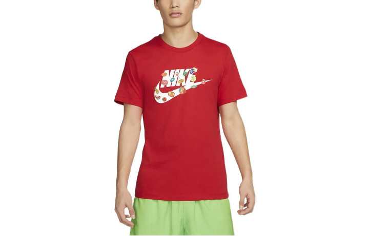 Nike Nike T Shirts Men's Red Crew Neck Moderate Straight Fit