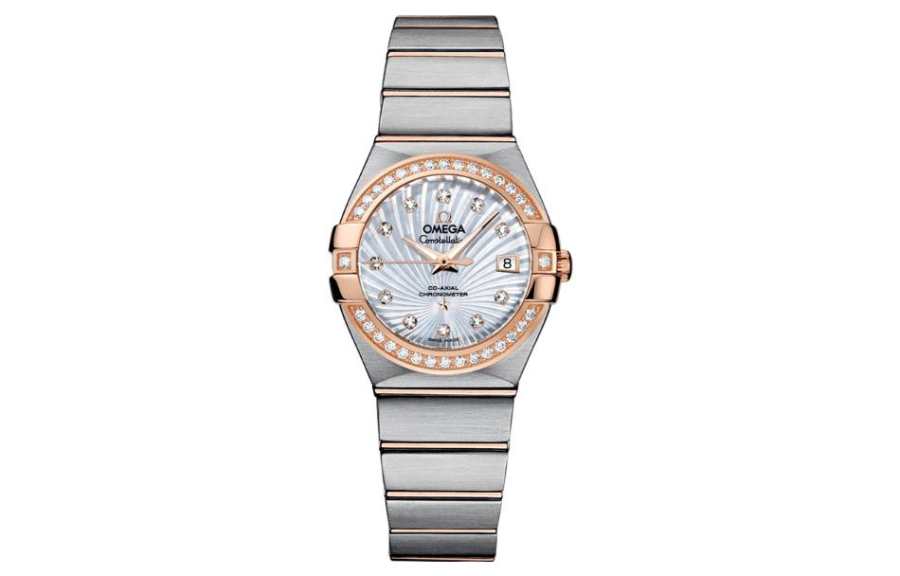 OMEGA Automatic Mechanical Movement Women's Watch 27mm Silver Dial Stainless Steel Red Gold Strap