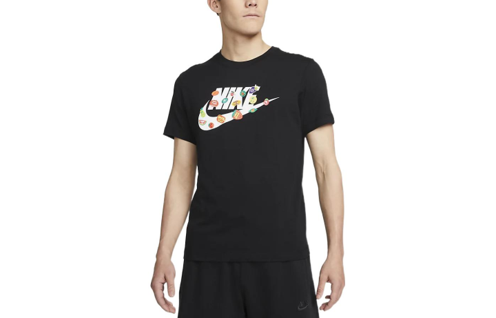 Nike Nike T Shirts Men's Black Crew Neck Moderate Straight Fit