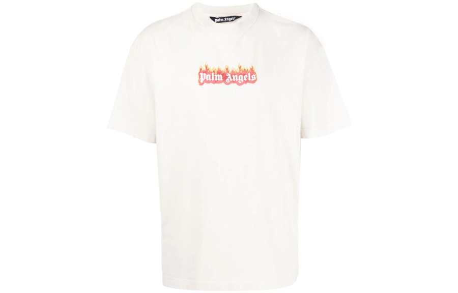 PALM ANGELS Garment Dye Burning Logo Classic T Shirt