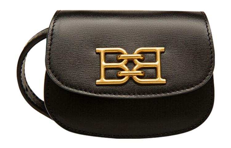 BALLY Emblem Cow Leather Fanny Pack, Handheld Bag, Shoulder Bag, Crossbody Bag Mini Women's Black