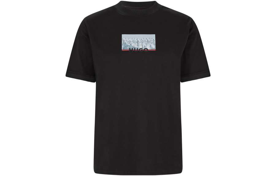 HUGO BOSS T Shirts Men's Black Crew Neck Straight Fit