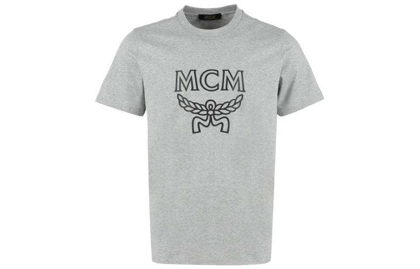 MCM T Shirts Men's Gray Crew Neck Moderate Straight Fit