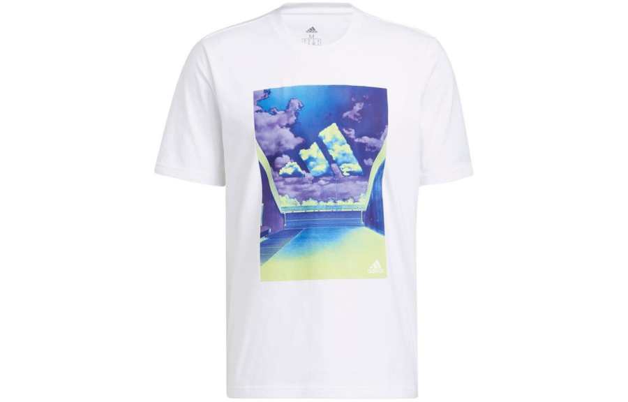 Adidas Adidas T Shirts Men's White Crew Neck Moderate Straight Fit