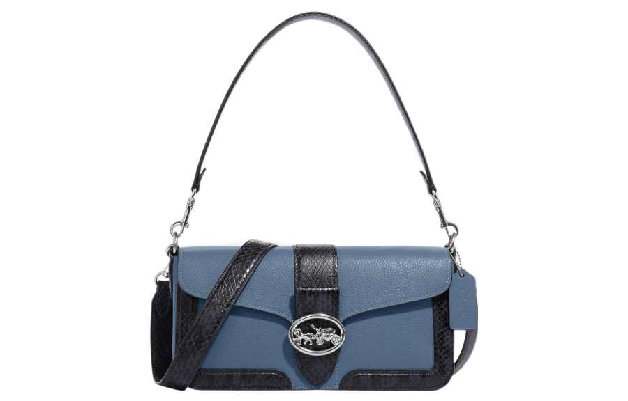 COACH Georgie Leather Shoulder Bag, Portable Crossbody Bag Women's Indigo