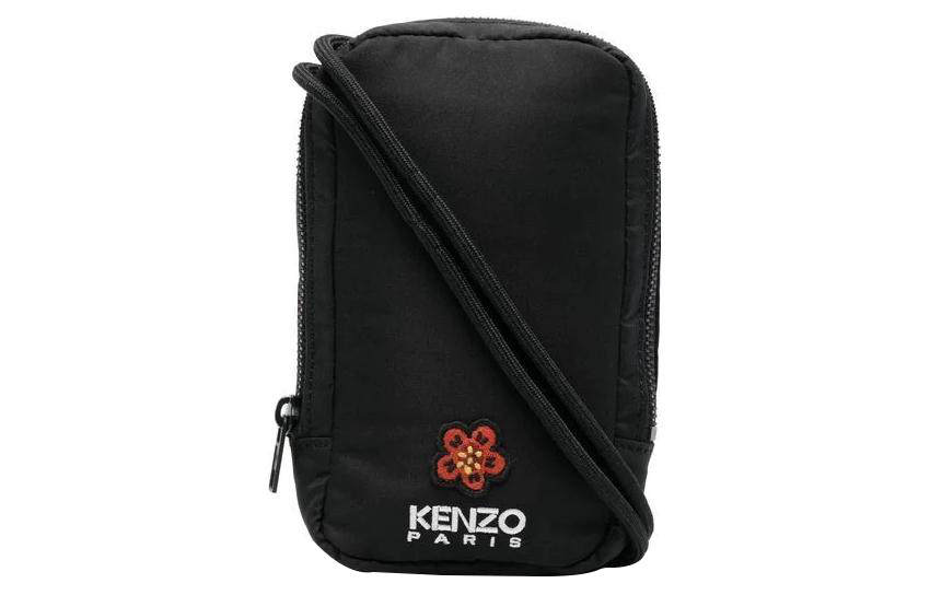 KENZO Polyester One Shoulder Crossbody Cell Phone Pouch Men's Black