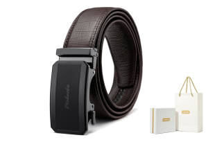 PISHUSHU Premium Selection, Matte Black Automatic Buckle, Premium Aesthetic Gift Leather Belts Men's Width 3.5cm