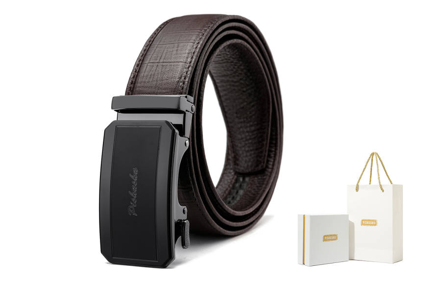 PISHUSHU Premium Selection, Matte Black Automatic Buckle, Premium Aesthetic Gift Leather Belts Men's Width 3.5cm