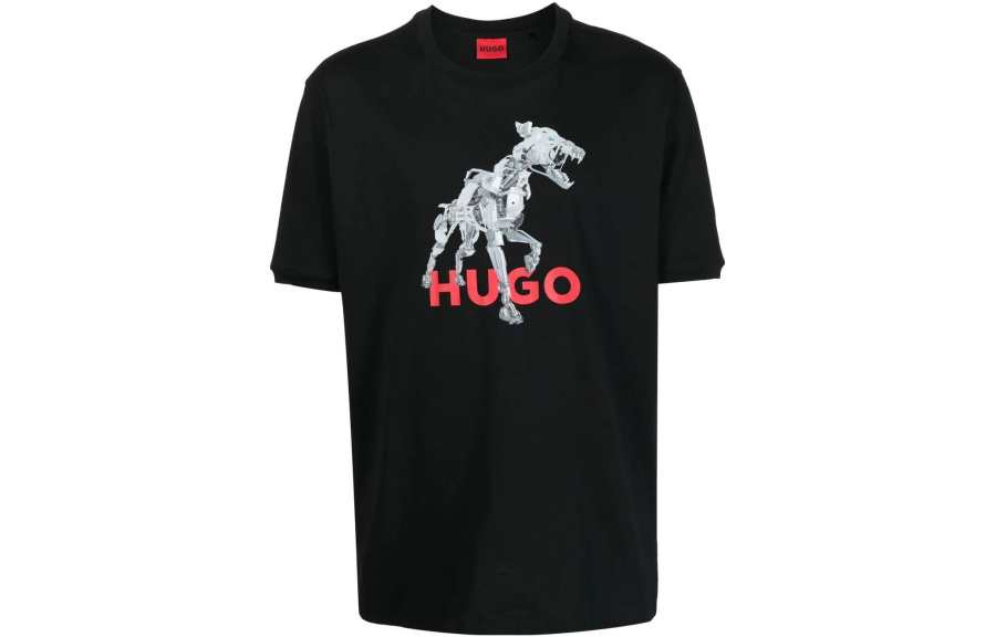 HUGO BOSS T Shirts Men's Black Crew Neck Moderate Straight Fit