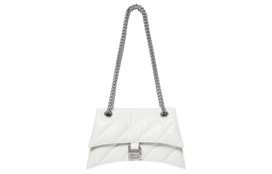 Balenciaga Women's Crush Small Chain Bag Quilted Optic White