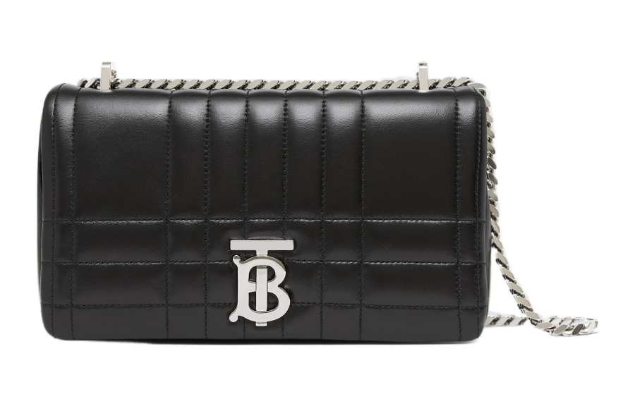 Burberry Quilted Leather Lola Bag Small Black/Silver tone