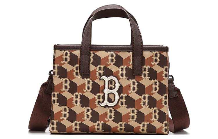 MLB Monogram Collection Polyester Tote Bag, Shopping Bag, Shoulder Bag, Crossbody Bag, Handbag Small Unisex Mocha Brown
