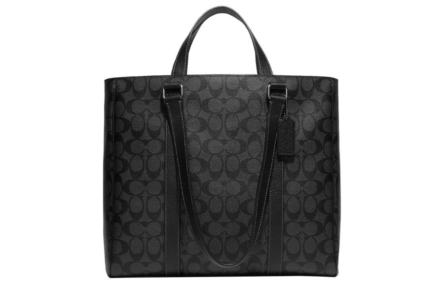 COACH Hudson Leather Tote One Shoulder Handbag Large Women's Black