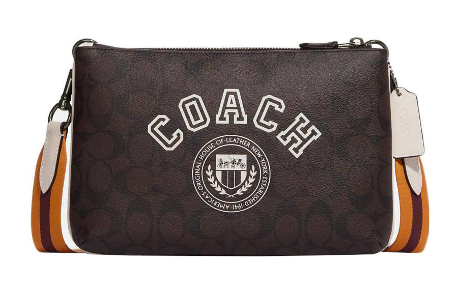 COACH Everett Signature Coated Canvas With Refined Calfskin Crossbody Bags Large Women's Mahogany & Chalk White