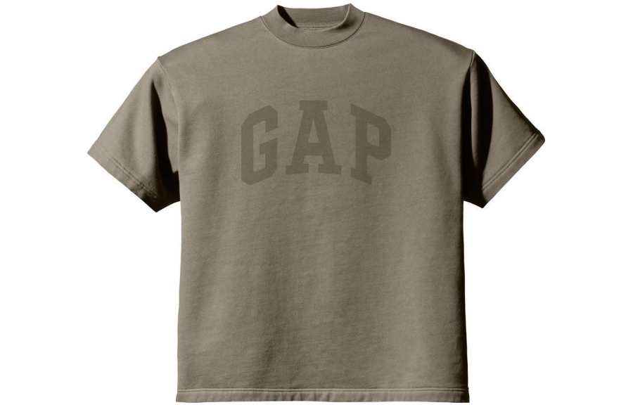 YEEZY x Gap X Balenciaga Dove Padded Heavy Fleece Tee Shoulder Pads Fleece Lined Letter Print Crew Neck Short Sleeved