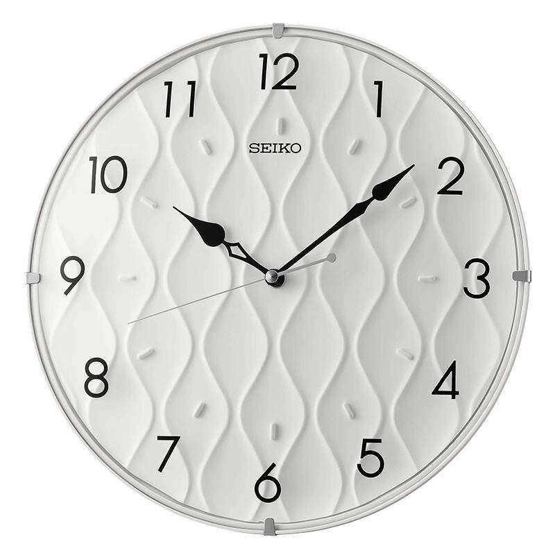 SEIKO Sweeping Seconds Movement Plexiglass Crystal Wall Clock Unisex White