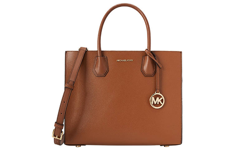 MICHAEL KORS Mercer Split Cow Leather Shoulder Bag, Crossbody Bag, Handbag Large Women's Leather Brown