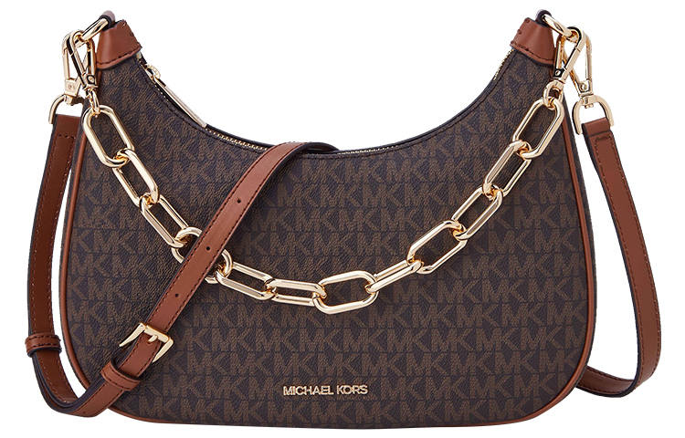 MICHAEL KORS Artificial Leather Crossbody Bag, Shoulder Bag Large Women's Dark Brown & Acorn Brown