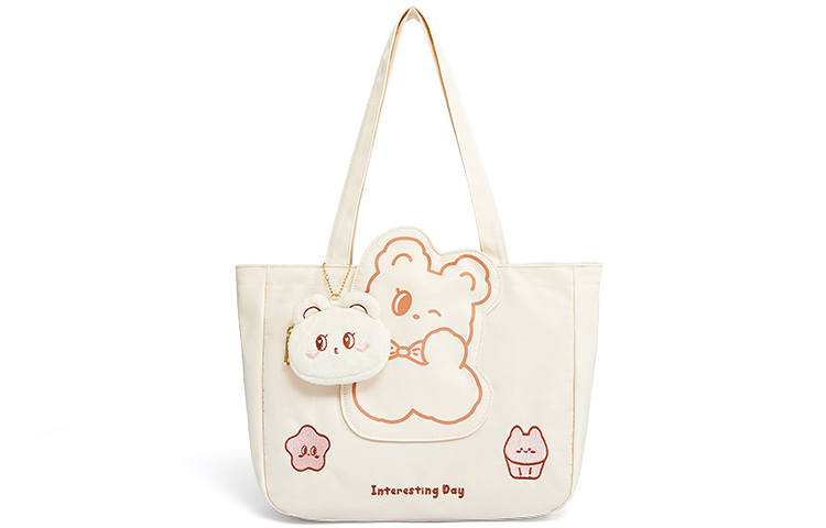 Sound For Life Canvas Bag, Tote Bag, Shopping Bag, Handbag, Shoulder Bag Large Women's White