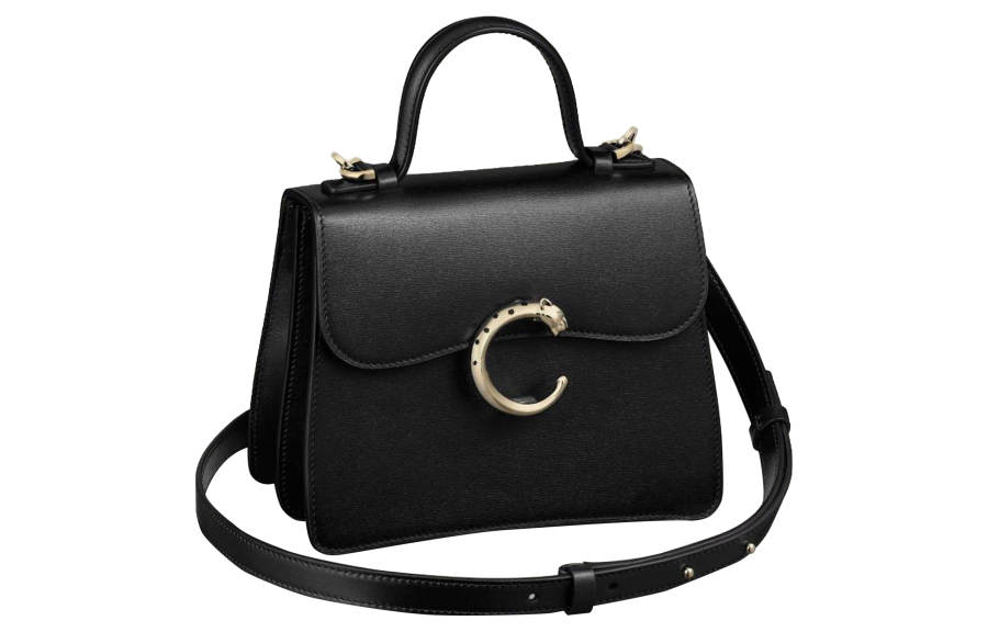 CARTIER Panthère De Cartier Calfskin Shoulder Bag, Crossbody Bag, Handbag Mini Women's Black