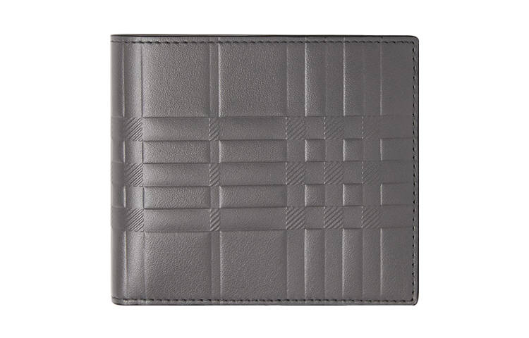 Burberry Calfskin Wallet International Version Card Holder Men's Gray