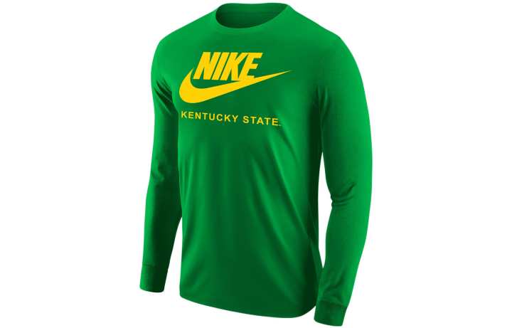 Nike Nike College T Shirts Men's Grass Green Crew Neck Moderate Straight Fit