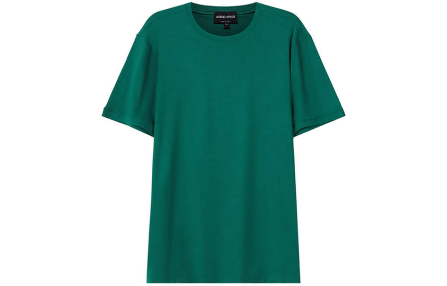 GIORGIO ARMANI T Shirts Men's Emerald Green Crew Neck Moderate Straight Fit