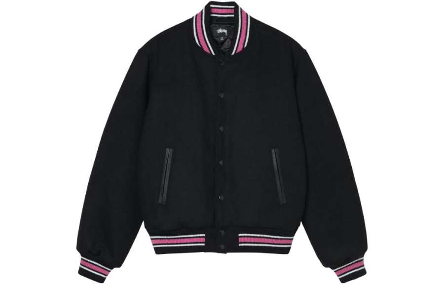 Stussy Baseball Jacket Unisex Black