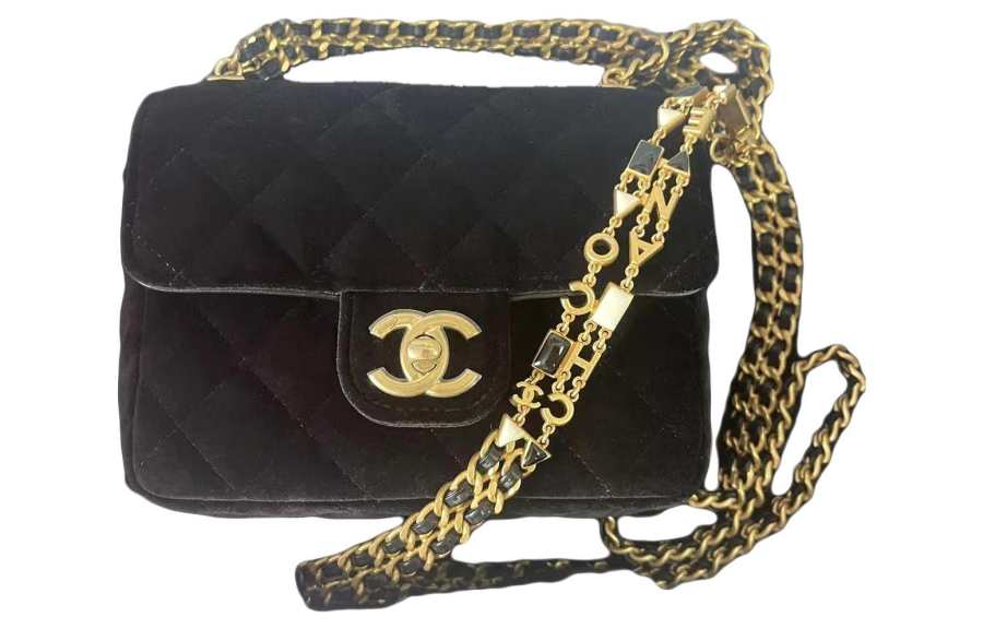 CHANEL Velvet Flap Bag, Shoulder Bag, Crossbody Bag Mini Women's Black