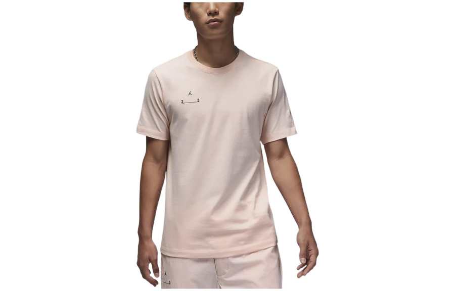 Jordan Jordan T Shirts Men's Pink Crew Neck Moderate Straight Fit