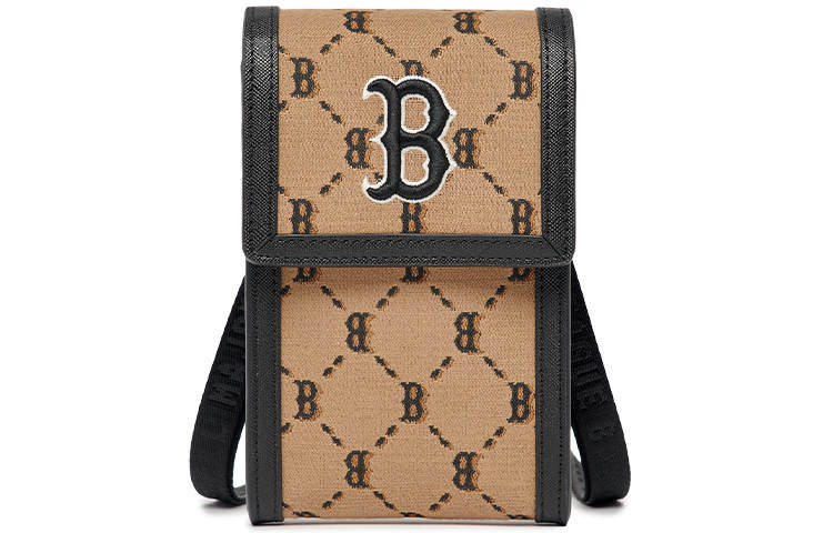 MLB Jacquard Fabric Cell Phone Pouch, Shoulder Bag, Crossbody Bag Mini Women's Brown