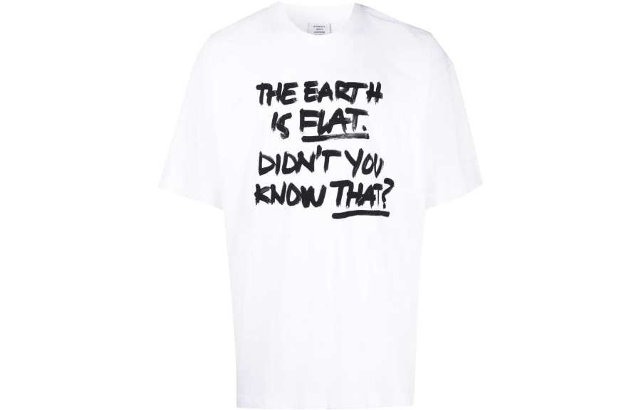 Vetements T Shirts Men's White Crew Neck Moderate Straight Fit