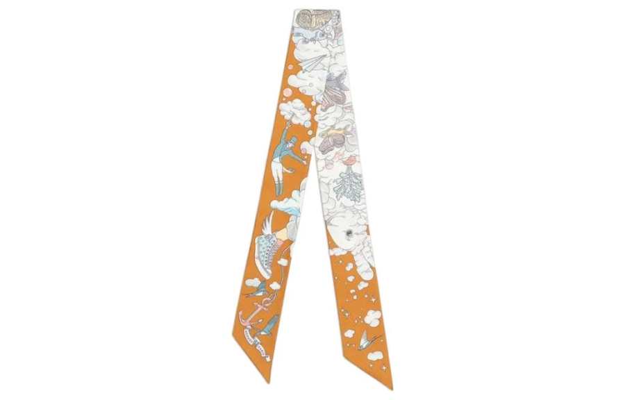 HERMES HERMES Silk Scarves Women's Yellow