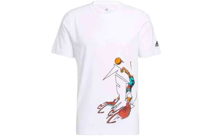 Adidas Adidas T Shirts Men's White Crew Neck Moderate Straight Fit