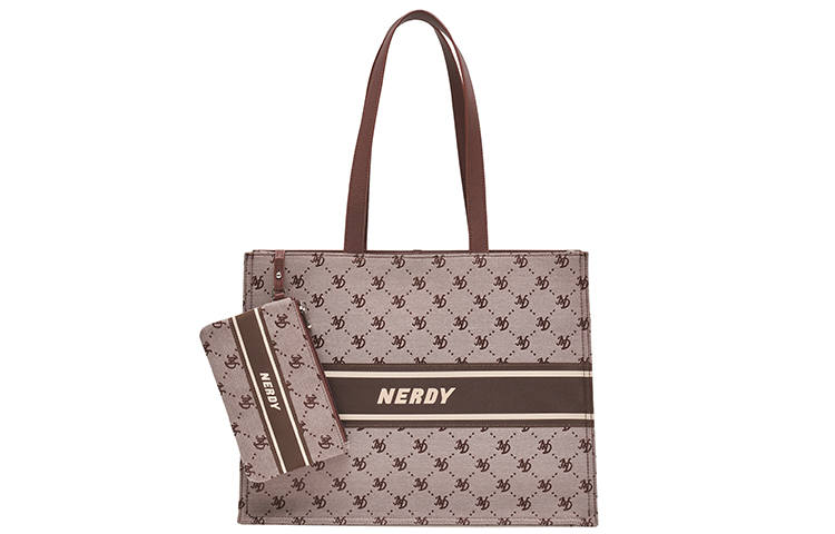 Nerdy Polyester Combo Bag, Tote Bag, Shopping Bag, Shoulder Bag Unisex Brown