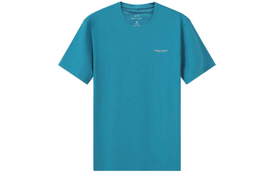 ARMANI EXCHANGE T Shirts Men's Blue Crew Neck Moderate Straight Fit