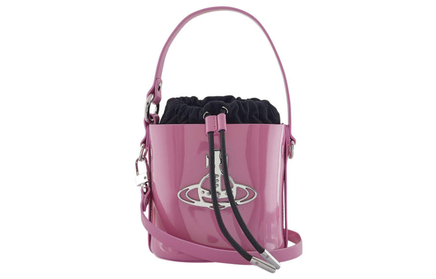 Vivienne Westwood Cow Leather Bucket Bag, Shoulder Bag, Crossbody Bag, Handbag Small Women's Pink