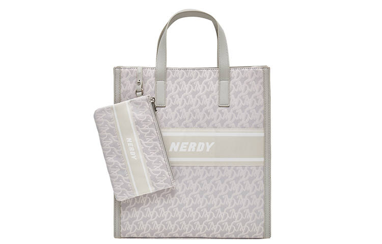Nerdy Polyester Tote Bag, Shopping Bag, Combo Bag, Handbag, Crossbody Bag Large Unisex Light Gray