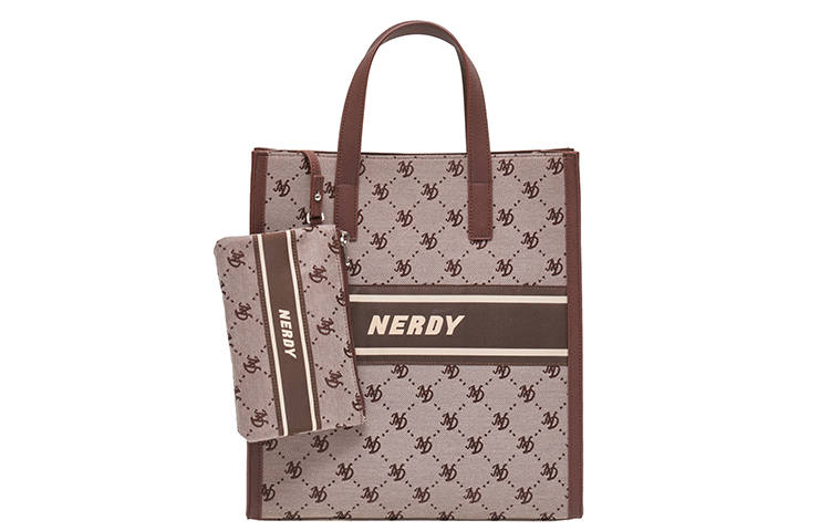 Nerdy Polyester Tote Bag, Shopping Bag, Combo Bag, Handbag, Crossbody Bag Large Unisex Brown