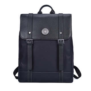 Hush Puppies Genuine Leather Backpack Large Men's Black