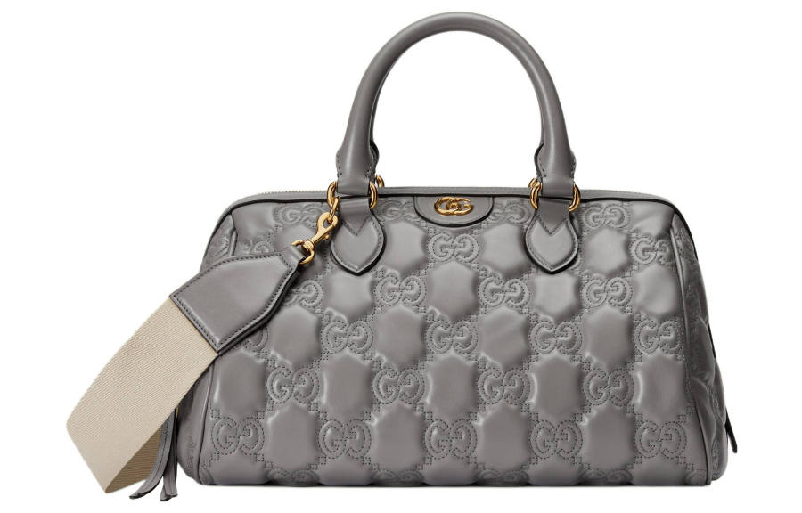 GUCCI Quilted Leather Shoulder Bag, Crossbody Bag, Handbag Women's Gray